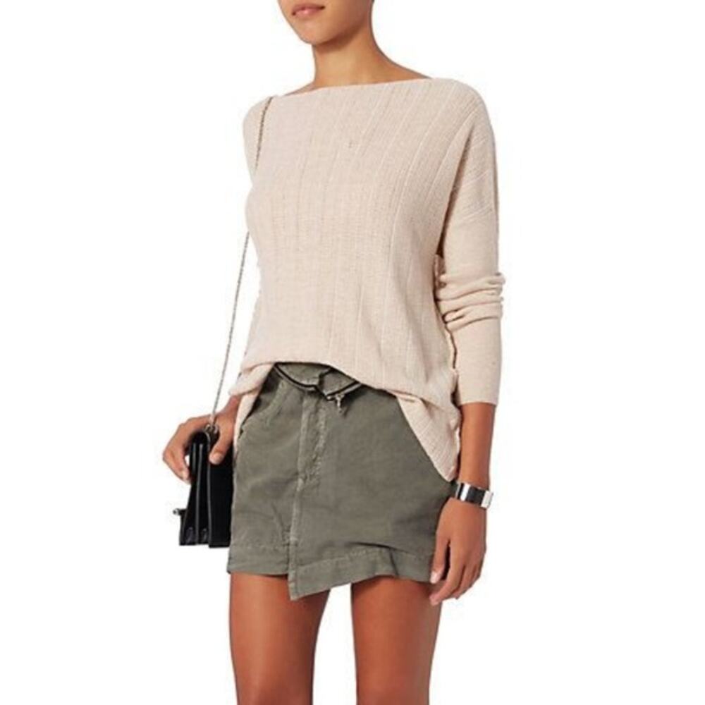 NEW Derek Lam 10 Crosby Ivory Metallic Textured Lurex Crossover Knit Top S
